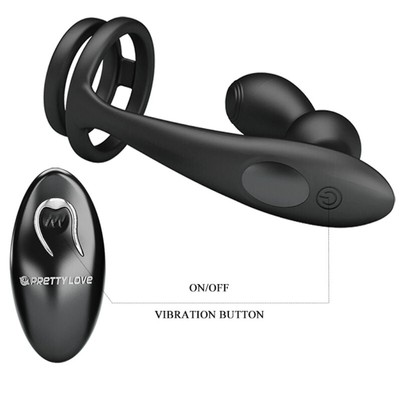 Pretty Love Anel para Pênis Marshall Com Plug Anal Vibratório Com Controle Remoto