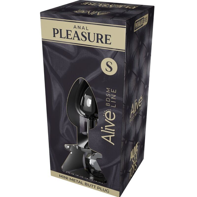 Alive - Mini Plug Prazer Anal Metal Preto Tamanho S