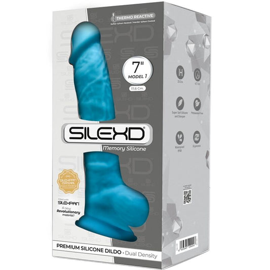 Silexd - Modelo 1 Pênis Realístico Premium Silexpan Silicone Azul 17.5 cm