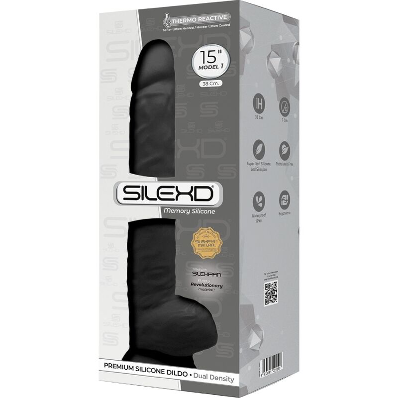 Silexd - Modelo 1 Pênis Realístico Premium Silexpan Silicone Preto 38 cm