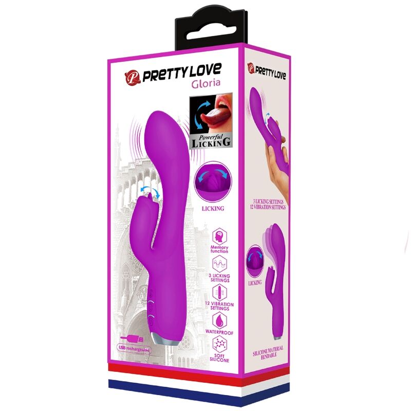 Vibrador Recargable Pretty Love Conejo Gloria - Morado Impermeable