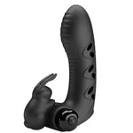 Pretty Love Funda de Dedo Vibrador de Conejo Negro Vance
