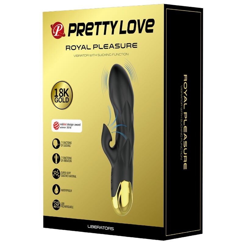 Vibrador de Lujo Recargable Negro Bañado en Oro Pretty Love