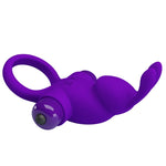 Pretty Love - Anillo Vibrador Y Conejo Para Pene Morado