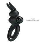 Pretty Love - Vibrador III Anillo de Conejo para Pene Negro
