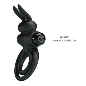Pretty Love - Vibrador III Anel de Coelho para Pênis Preto