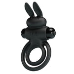 Pretty Love - Vibrador III Anillo de Conejo para Pene Negro