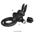 Pretty Love - Vibrador III Anel de Coelho para Pênis Preto