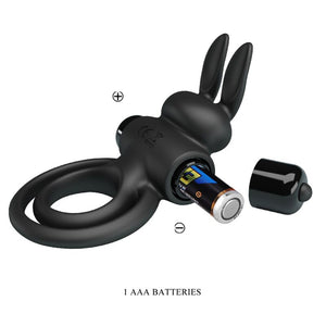 Pretty Love - Vibrador III Anel de Coelho para Pênis Preto