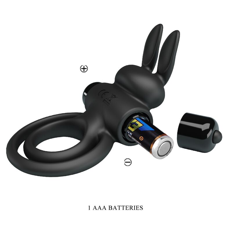 Pretty Love - Vibrador III Anel de Coelho para Pênis Preto