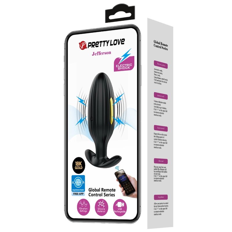 Pretty Love Plug Anal Controlado Por Aplicación Jefferson Negro