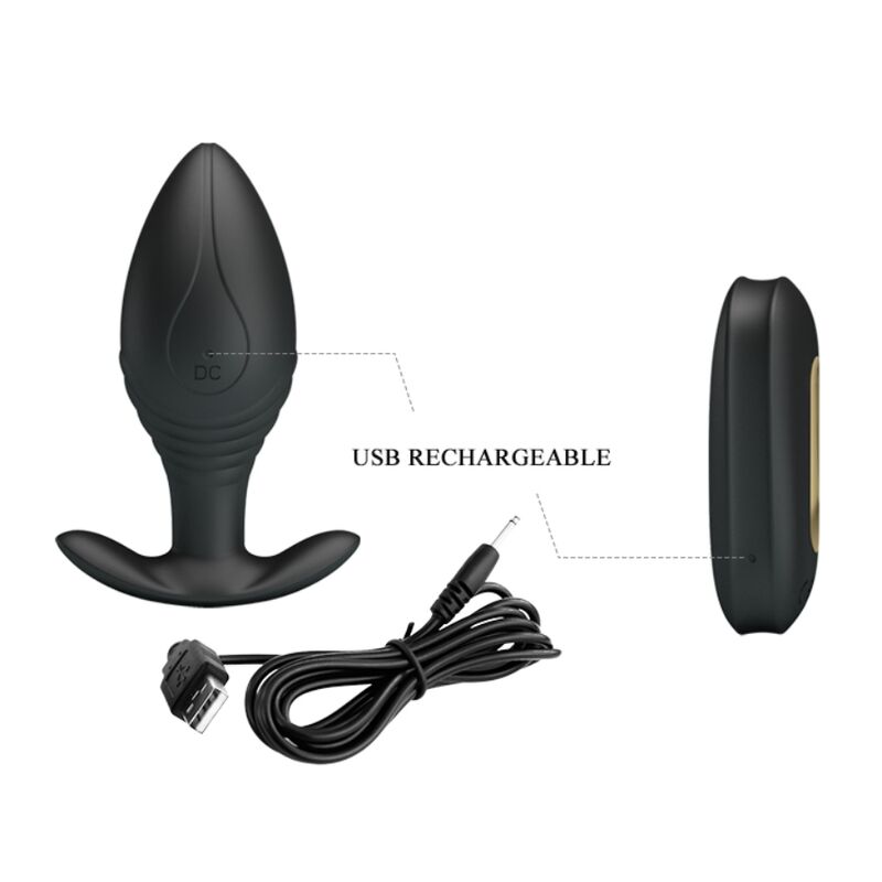 Pretty Love Vibrador Recarregvel Regina Anal Plug Preto