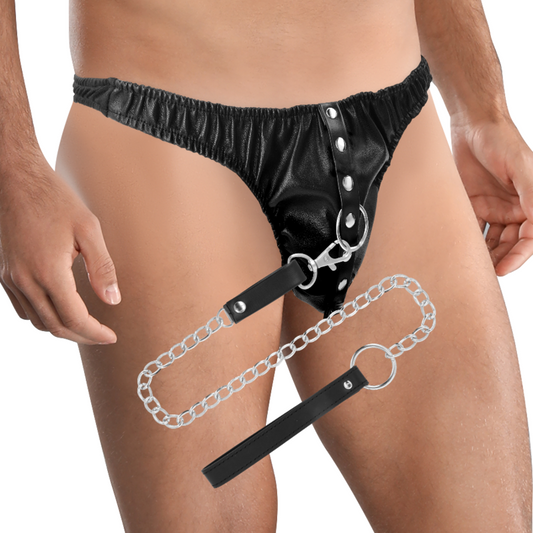 Darkness Tanga de sumisión con cadena de metal