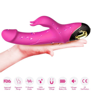 Armony - Meteror Dildo Vibrador Coelho Rotator Fúcsia