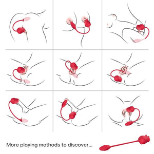 Armony - Estimulador de Sucção e Vibrador 2 em 1 Rosa 10 Modos com Cauda Vermelha