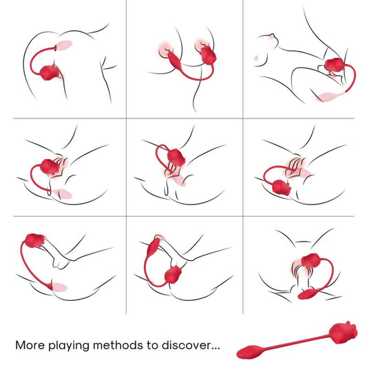 Armony - Estimulador de Sucção e Vibrador 2 em 1 Rosa 10 Modos com Cauda Vermelha