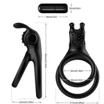 Armony - Anel Vibrador Duplo Viajante para Casais Coelho Preto