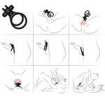 Armony - Anel Vibrador Duplo Viajante para Casais Coelho Preto