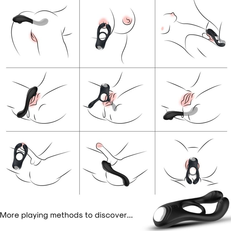 Armony - Anel Vibrador Duplo Veyron para Casais com Controle Remoto Preto