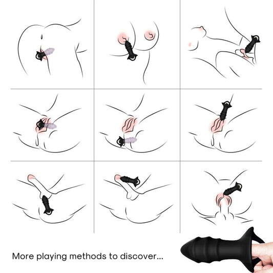 Armony - Vibrador de Dedo Kylin e Controle Remoto de Plug Anal Preto