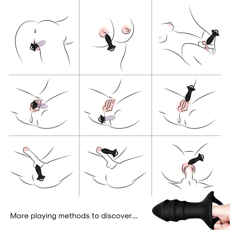 Armony - Vibrador de Dedo Kylin e Controle Remoto de Plug Anal Preto
