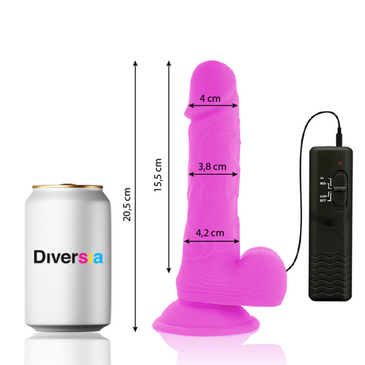 Diversia Dildo Vibrador Morado 20.5 Cm -o- 4.2 Cm