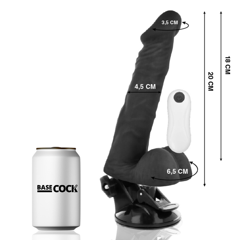 Basecock Vibrador Articulado Mando a Distancia Negro 20 Cm -o- 4.5 Cm