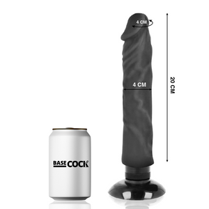 Basecock - Vibrador Realístico Basecock 2-1 Preto 20 cm -O- 4 cm