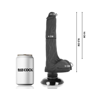 Basecock - Vibrador Realístico 2-1 Preto 18.5 cm -O- 4 cm