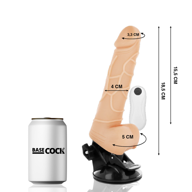 Basecock - Vibrador de Control Remoto Natural Realista 18.5 cm -O- 4cm