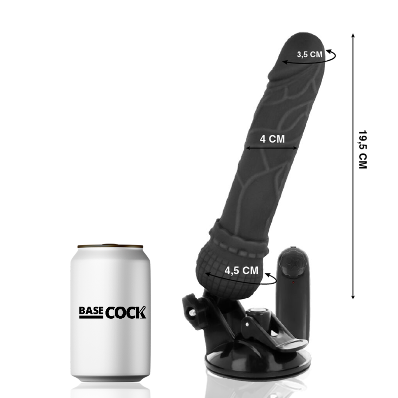 Basecock - Controle Remoto Vibrador Realístico Basecock Preto 19,5 cm