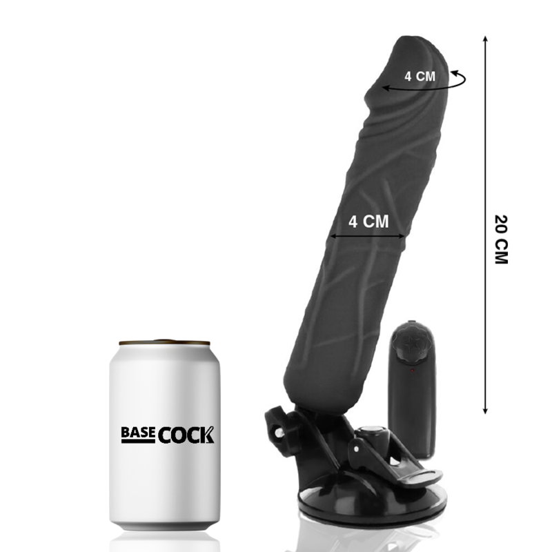 Basecock - Controle Remoto Vibrador Realístico Preto 20 cm -O- 4 cm