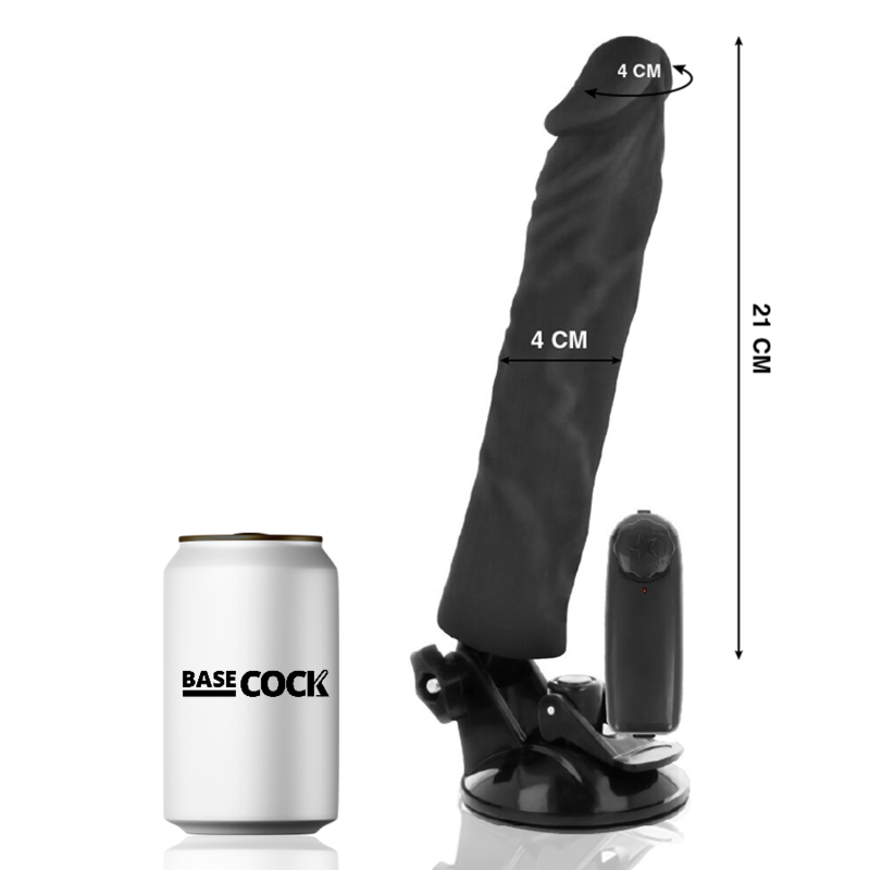 Basecock Mando a Distancia Vibrador Realista Negro 21 cm -o- 4 cm