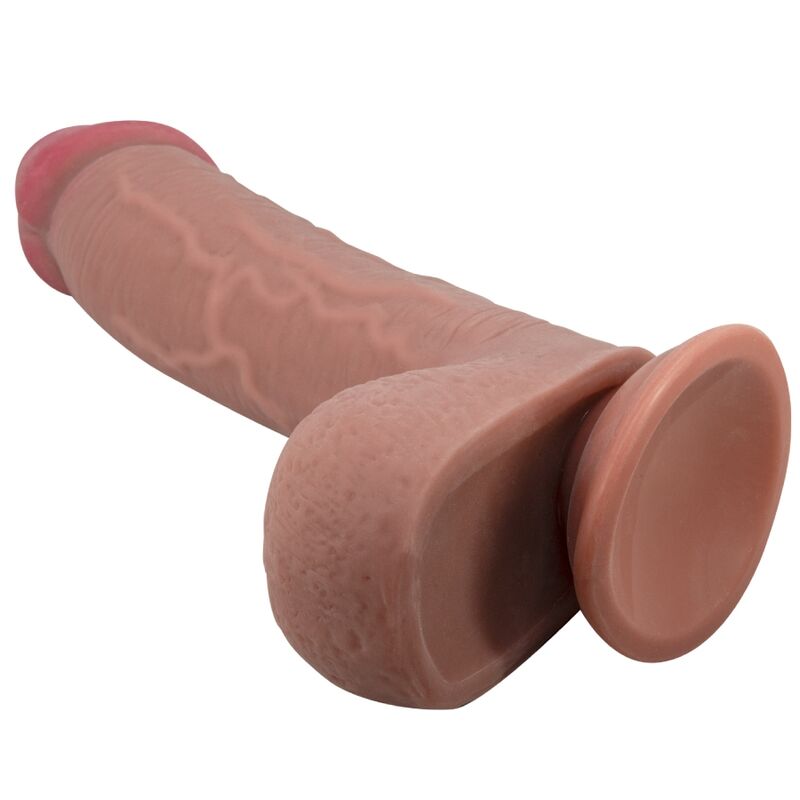 Pretty Love - Série Sliding Skin Dildo Realístico Com Ventosa Deslizante Pele Marrom 23,4 cm