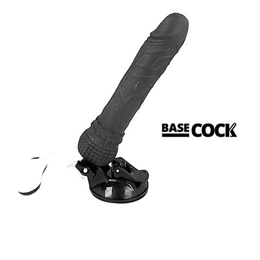 Basecock Vibrador de Control Remoto Realista Negro 19.5 Cm -o- 4 Cm