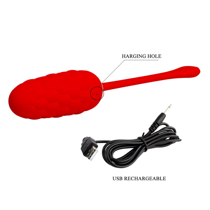 Pretty Love Huevo Vibrador Con Textura Marina Recargable Rojo