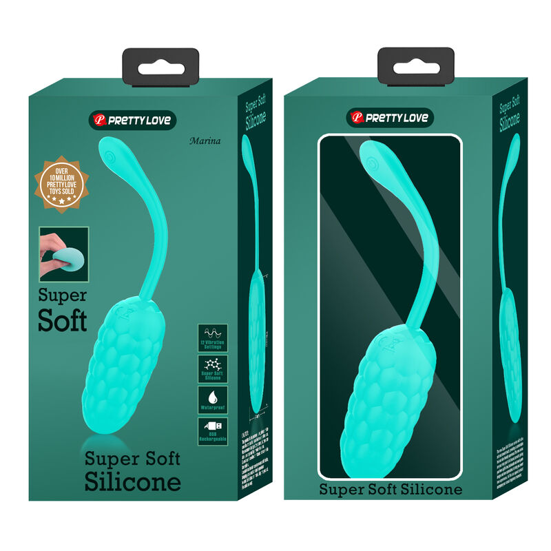 Pretty Love Huevo Vibrante Con Textura Marina Recargable Aqua Green