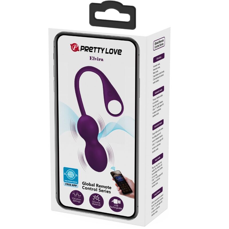 Pretty Love Elvira Kegel Balls Control Remoto Morado