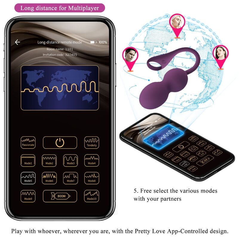 Pretty Love Elvira Kegel Balls Control Remoto Morado