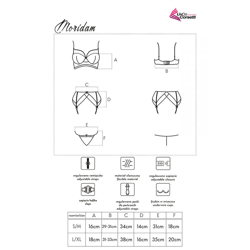 Livco Corsetti Fashion Moridam Lc 90552 Sujetador + Liguero + Bragas Negro L/xl