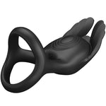 Pretty Love Silas Anel para Pênis Vibrante 7 Vibraões Silicone Preto