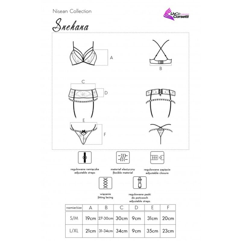 Livco Corsetti Fashion Snehana Lc 90443 Sujetador + Liguero + Bragas Negro