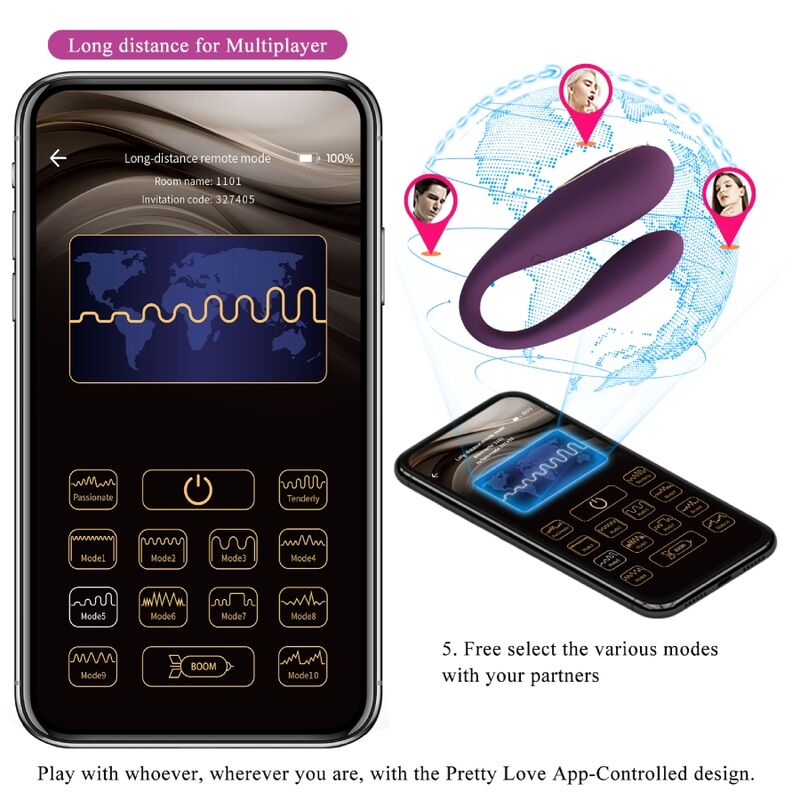 Vibrador de doble placer Pretty Love August con control remoto global