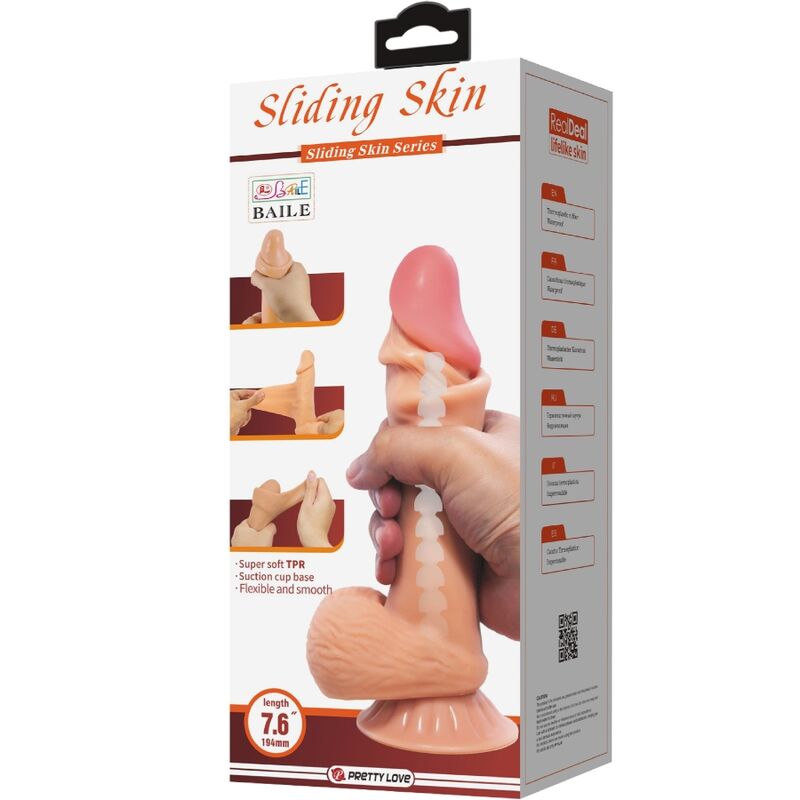 Pretty Love - Serie Sliding Skin Dildo Realista con Ventosa Deslizante Piel 19,4 cm