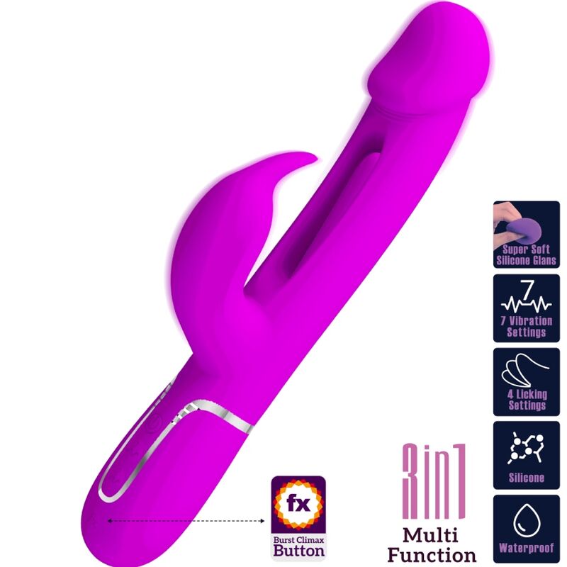 Pretty Love Vibrador Coelho Dejon 3 Em 1 Multifuno Fucsia