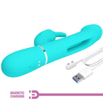 Vibrador de conejo multifunción 3 en 1 Pretty Love Dejon Aqua Verde
