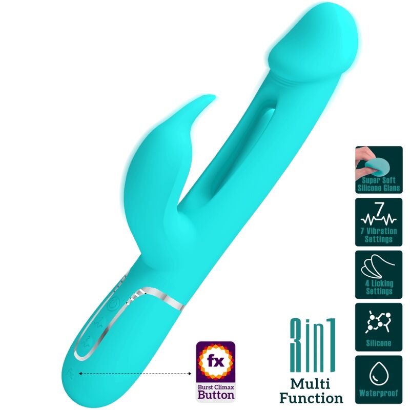 Vibrador de conejo multifunción 3 en 1 Pretty Love Dejon Aqua Verde
