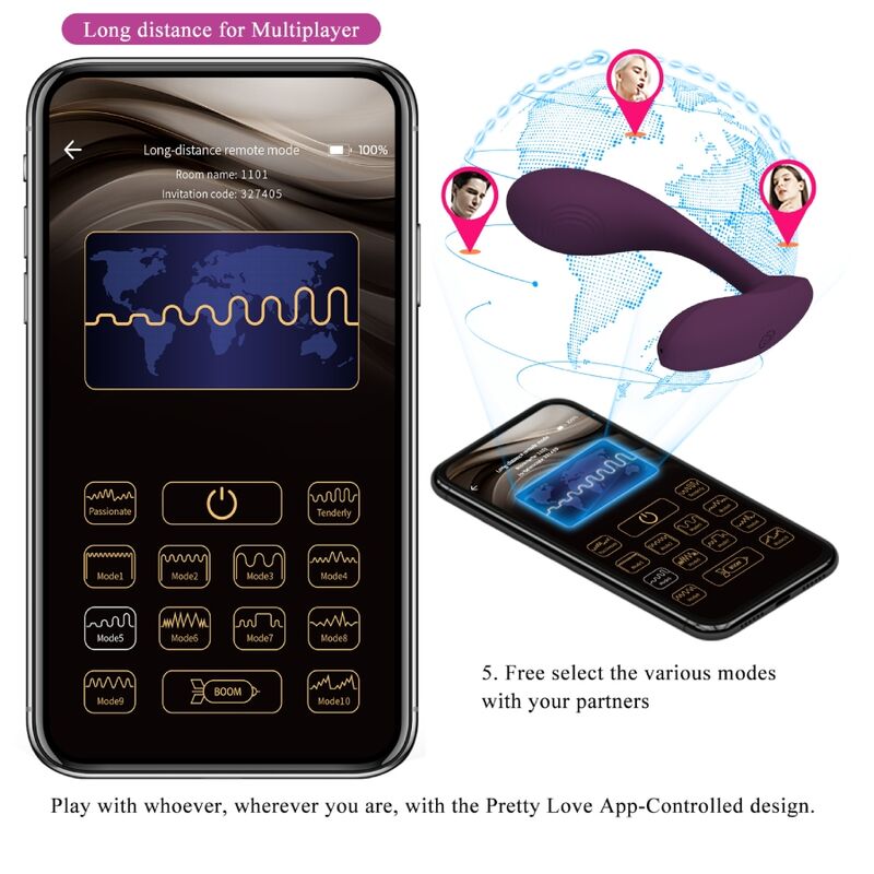 Pretty Love Baird G-spot 12 Vibrações Recarregável Lila App