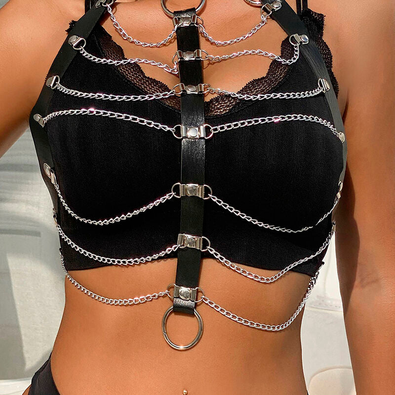 Subblime Cadenas de Cuero para Arnés de Pecho Negro Talla Única