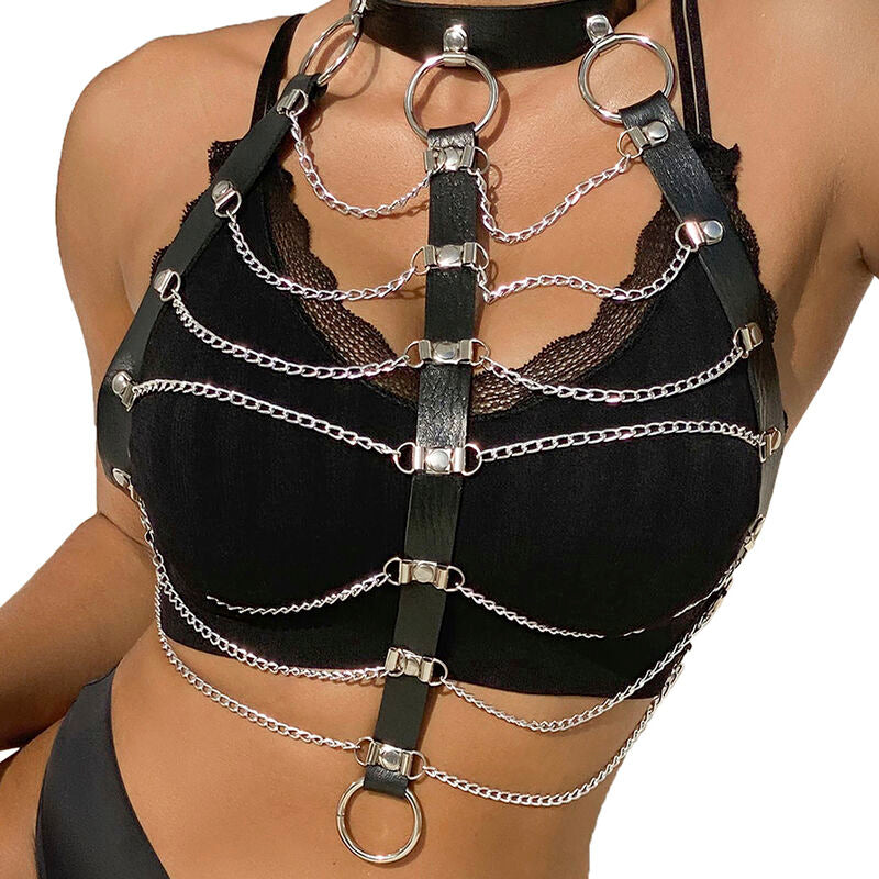 Subblime Cadenas de Cuero para Arnés de Pecho Negro Talla Única
